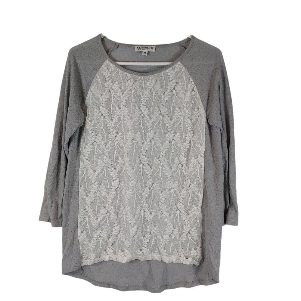 Wonderland by Orange white lace long sleeve top M